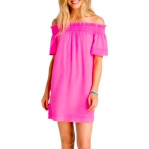 Vineyard Vines Madison Off The Shoulder Hot Pink XS